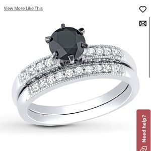 Black diamond wedding set 1 1/3 Ct white gold 10k